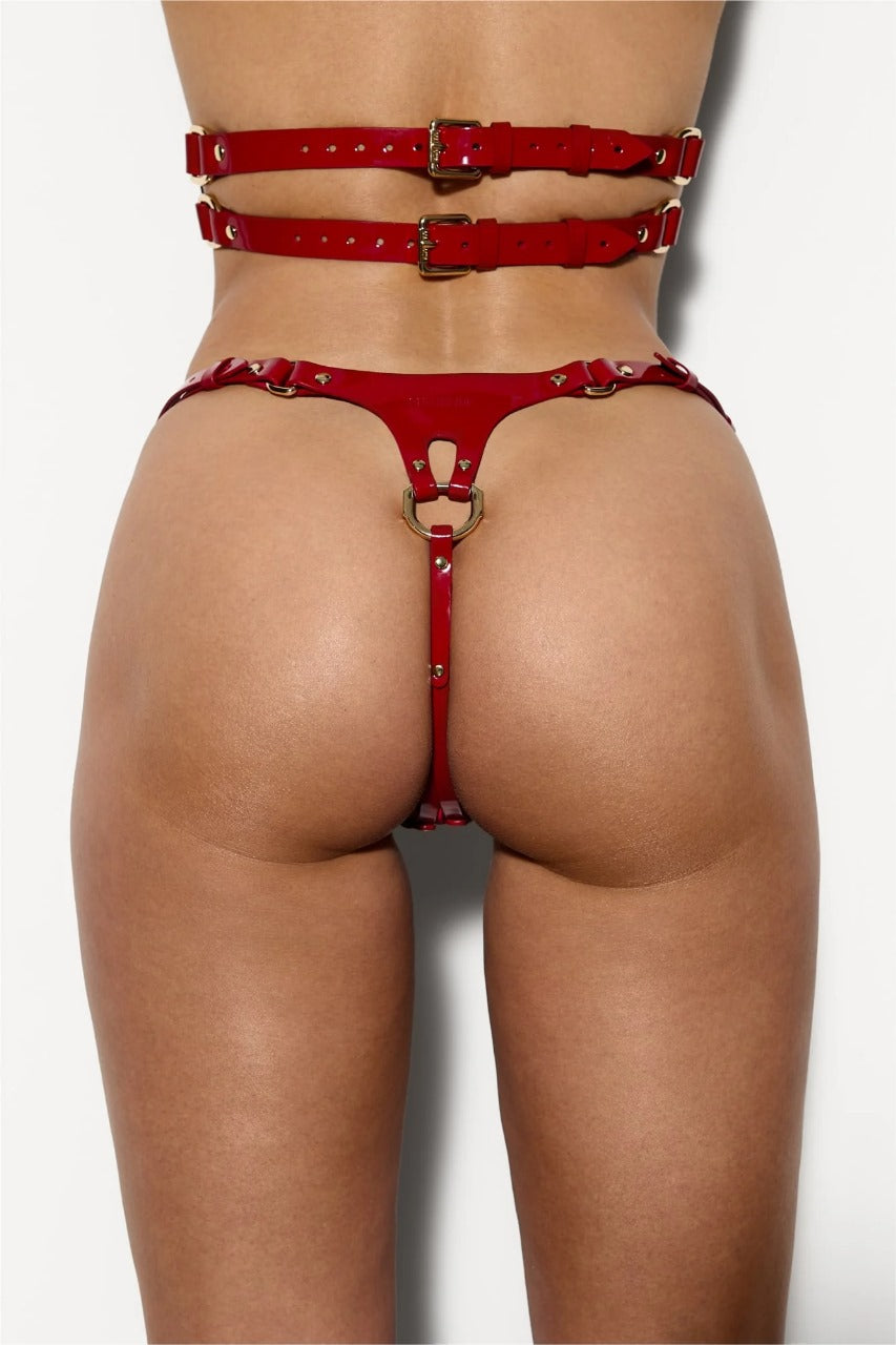 Leather bra and panty set stockings for women