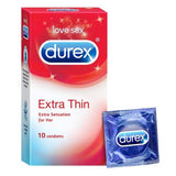 Durex Extra Thin Condoms for Men - 10 Count |Suitable for use with lubes & toys