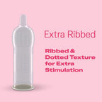 Durex Extra Ribbed Condoms for Men - 10 Count |Ribbed and Dotted for Extra Stimulation|Suitable for use with lubes & toys.